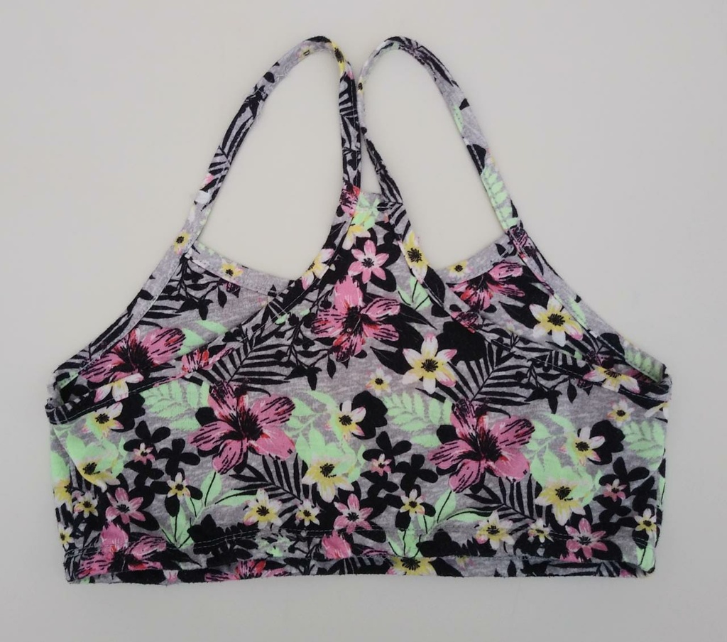 Sujetador Casual Gris con Flores de Diversos Colores NO BOUNDARIES. Talla S