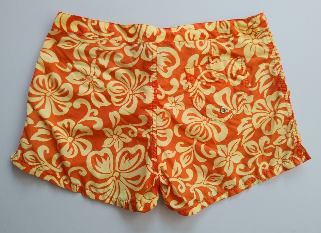 Bermuda Mujer Naranja con Estampados Florales Amarillos STEVE &amp; BARRY'S. Talla M