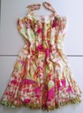 Vestido Naranja Tejido con Flores de Colores en la Falda. SPRINGFIELD. Talla L