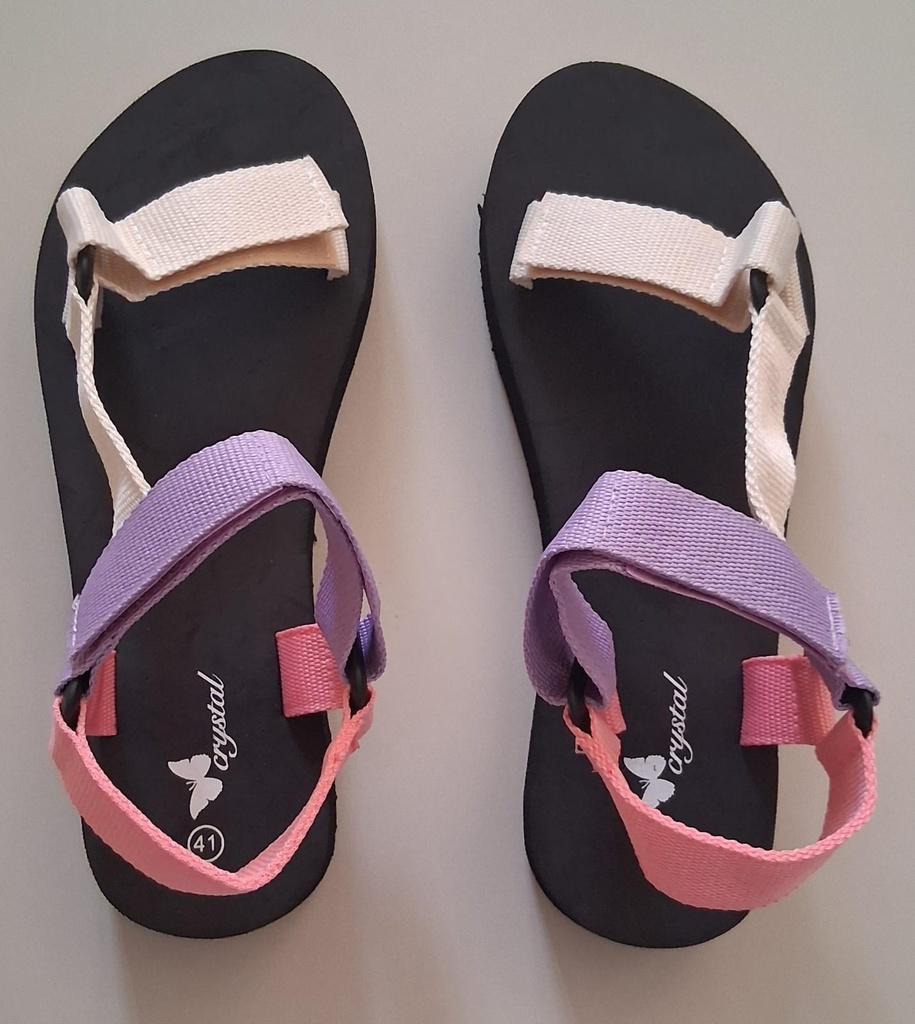 Sandalias Mujer Lila, Rosa y Crema CRYTAL. TALLA 41