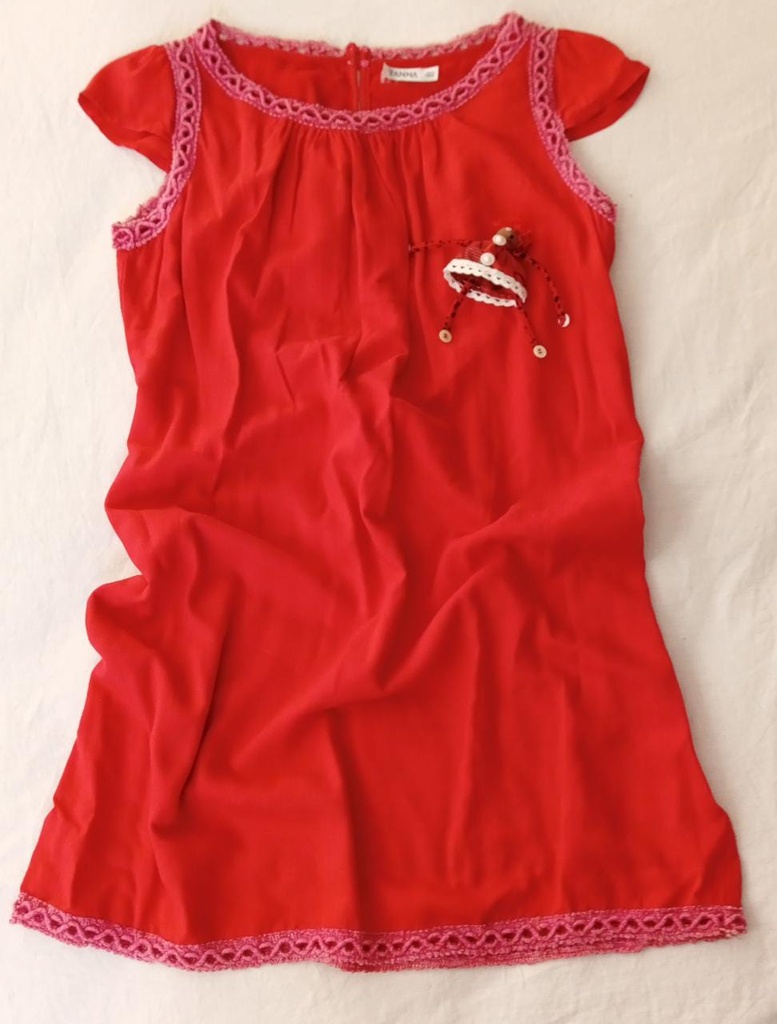 Vestido Corto Rojo con Doble Forro. TANNA. Talla 40
