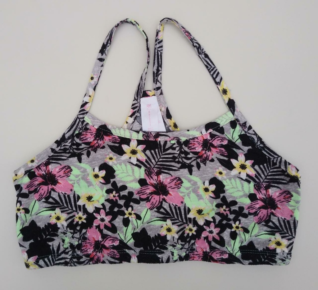 Sujetador Casual Gris con Flores de Diversos Colores NO BOUNDARIES. Talla S