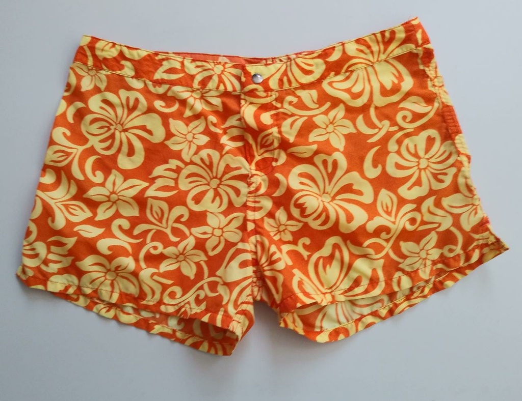 Bermuda Mujer Naranja con Estampados Florales Amarillos STEVE &amp; BARRY'S. Talla M