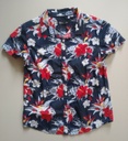 Camisa Manga Corta Niño Azul Estampados Rojos y Blancos TEX. Talla 6-7 años