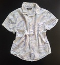 Camisa Manga Corta Niño Blanca Estampados Hojas Tropicales Moradas y Azules PRIMARK. Talla 6-7 años