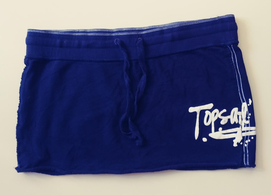 Falda Corta Azul Oscuro con Letras Blancas y Bolsillo Trasero WINGS. Talla  XL