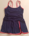 Vestido Corto de Licra Azul Marino con Tirantes en Rojo y Doble Forro en el Área del Pecho TALL. Talla M