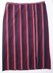 Falda Corta Negra a Rayas Rojas y Blancas Verticales. MANGO. Talla 40