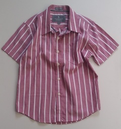 Camisa Manga Corta Niño Granate a Rayas Blancas TAILOR MADE. Talla 8 años