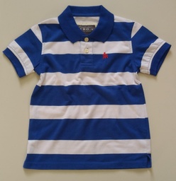 Camiseta Manga Corta Niño a Rayas Blancas y Azul Intenso AERO X. Talla 10 años