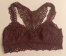 Sujetador De Gala Morado Con Tirantes y Cuerpo con Encajes AERIE. Talla S
