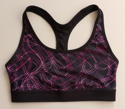 Sujetador Natación Negro con Puntitos Fucsias y Lilas HANES SPORT. TALLA M