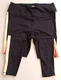 Leggings Mujer Negros con Rayas Naranjas, Salmón y Amarillas en los Laterales  AVIA. Talla 16-18 años